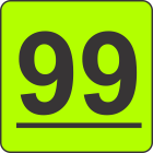Number Ninety Nine (99) Fluorescent Circle or Square Labels